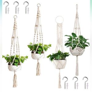 Macrame Plant Hanger Set of 4, Handmade Hanging Plant Holder - 43 Inch, 4 Legs